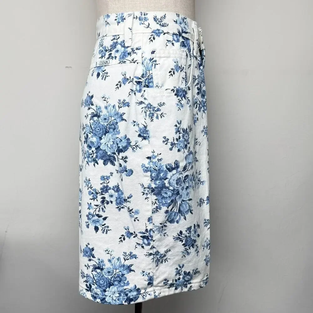 Vintage Zena II Floral Print White Denim Shorts Made in USA High Rise Size 8 NWT - Picture 12 of 14